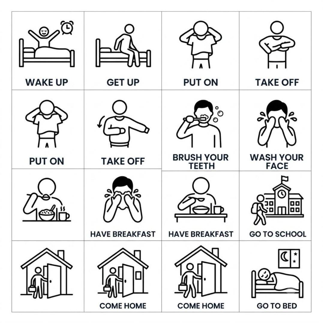 English phrasal verbs for a daily routine: wake up, get dressed